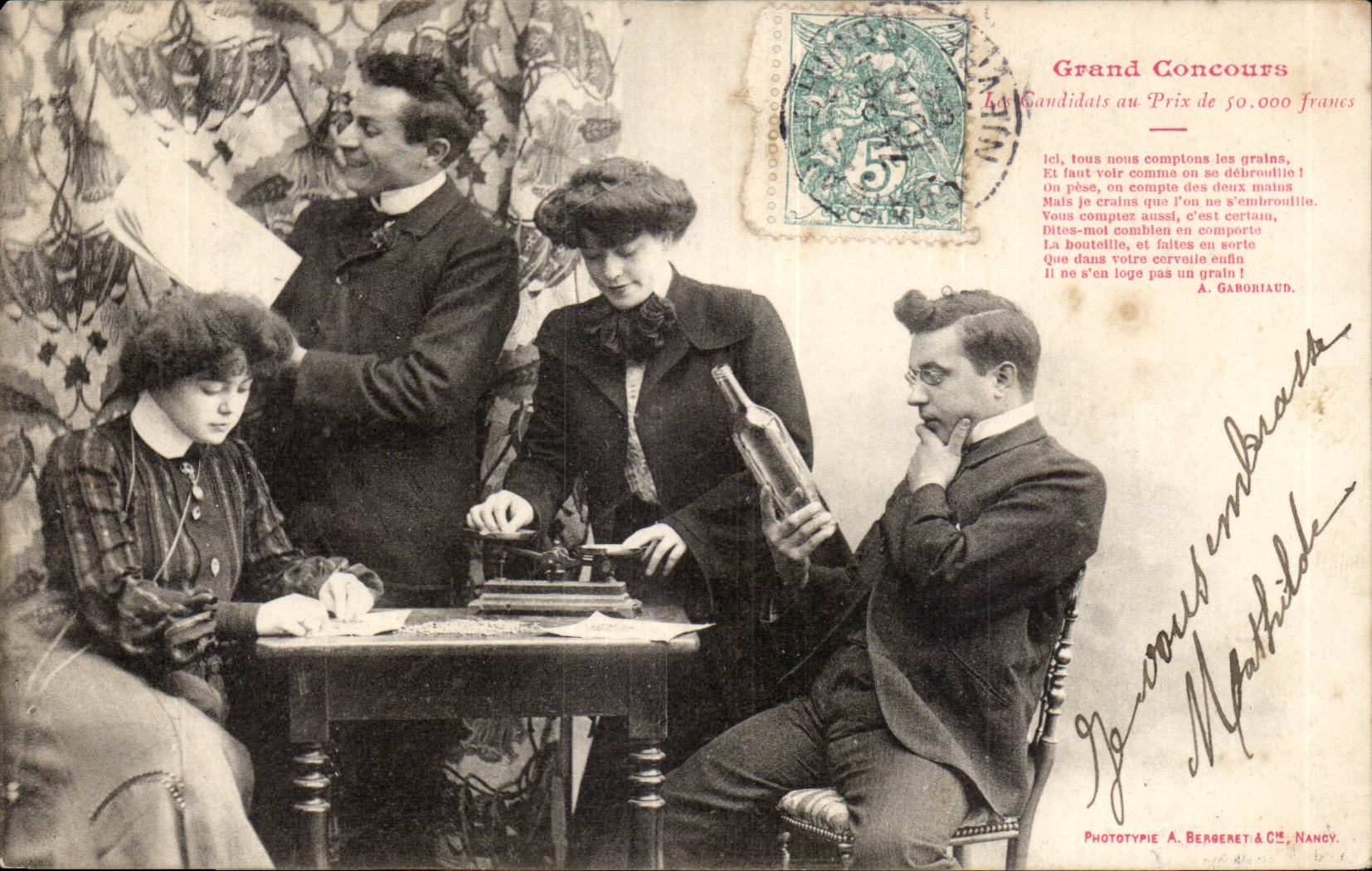 Folklore - Costumes - Grand Concours - cartes - vin - wein - wine - prix de 50 000 francs - CPA 
