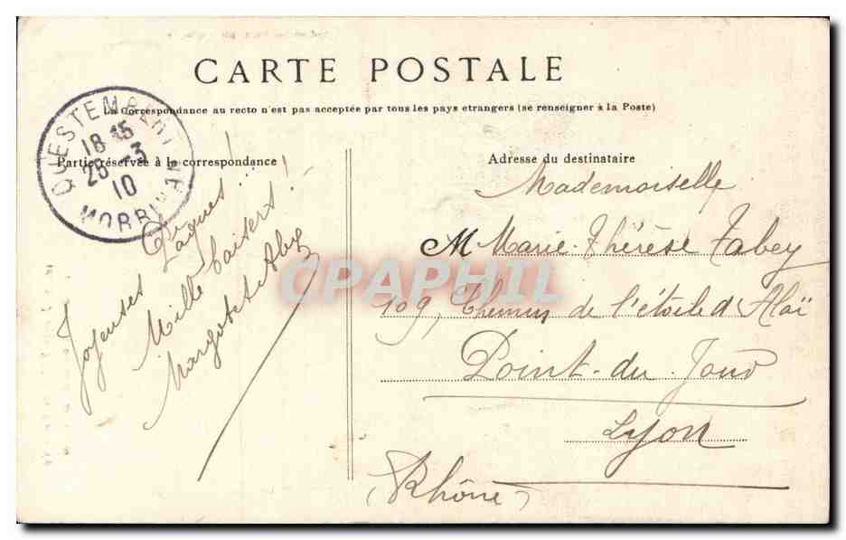 Folklore - Costumes - Jeunes Filles de Pontivy - Etude des Coiffes de Bretagne - CPA  — Verso