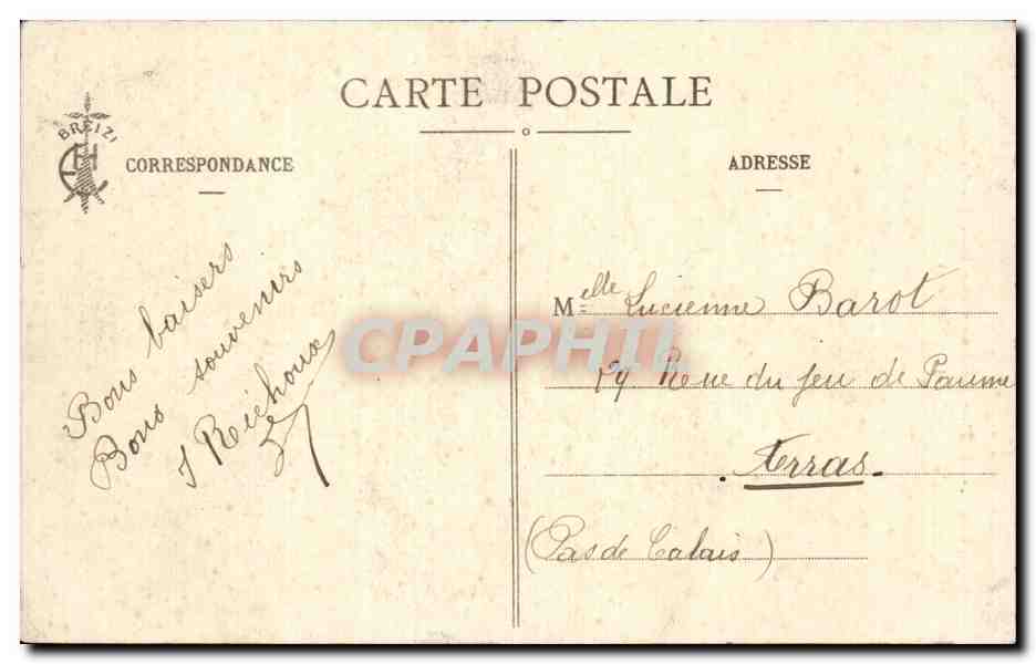 CPA Folklore Costume Lit clos breton riche a petits fuseaux Morbihan — Verso