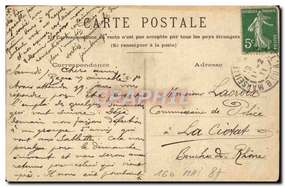 Vieux-Marseille — Un coin de la rue Bouterie — L.Y. — Verso