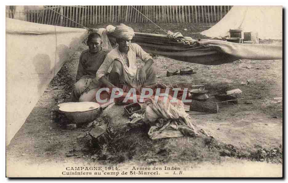 Cuisiniers au camp de St-Marcel — Campagne 1914 — Armée des Indes — L.R.