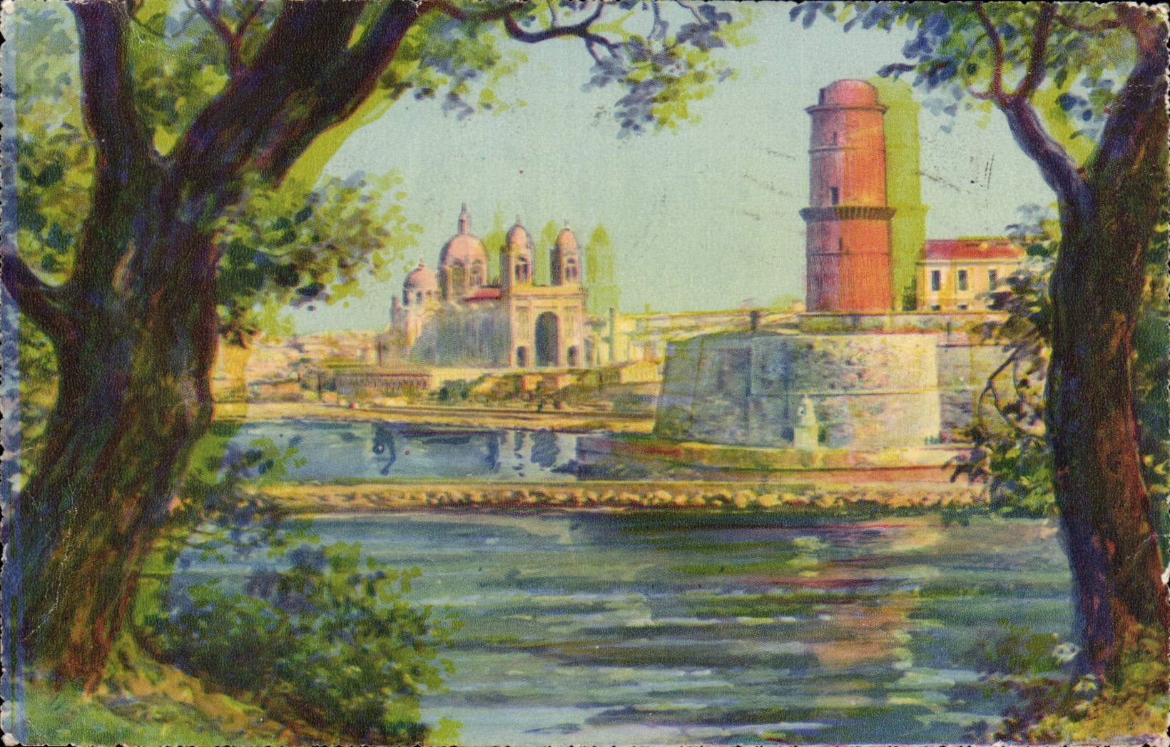 CPA Marseille La cathedrale et le fort Saint Jean vus du phare Lighthouse