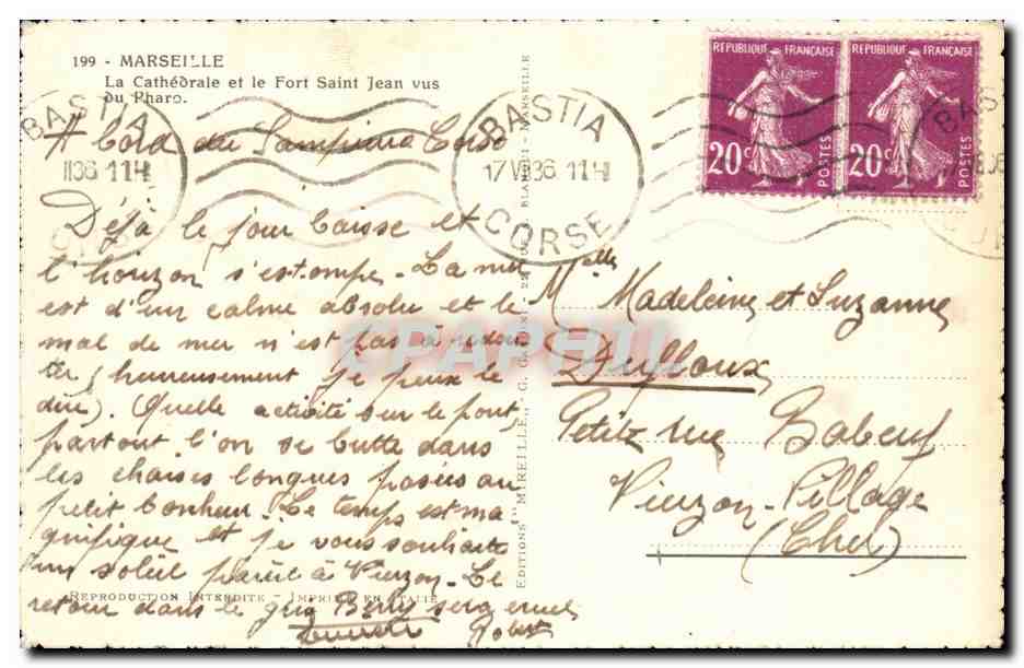 CPA Marseille La cathedrale et le fort Saint Jean vus du phare Lighthouse — Verso