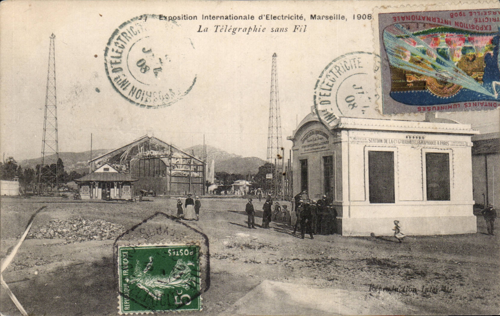 CPA Marseille Exposition internationale d'electricite 1908 La Telegraphie sans fil 