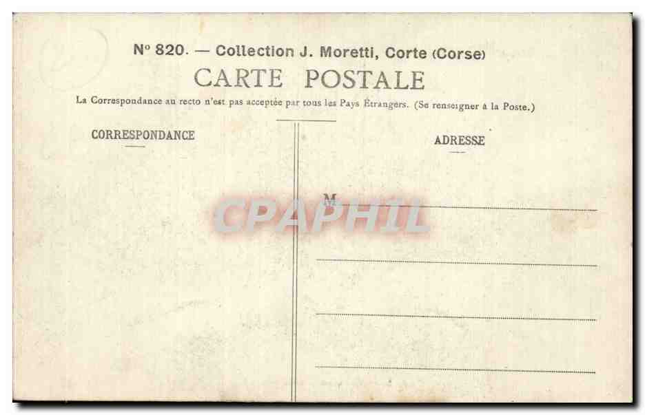 CPA Corse Corsica Bastia Place St Nicolas — Rückseite
