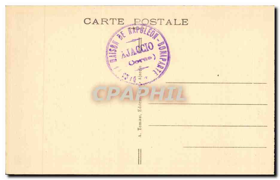 Canapé sur lequel naquit Napoléon — (15 Août 1769) — A. Tomasi — Verso