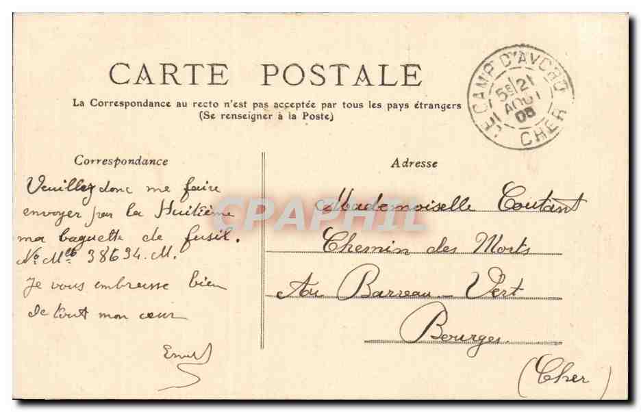 Camp d'Avor — Front de Bandière (Côté Ouest) — Collection A Réty — Achterkant