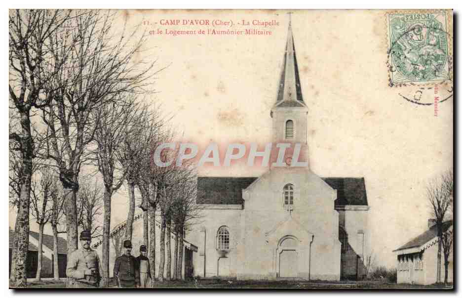 Camp d'Avor (Cher) — La Chapelle et le Logement de l'Aumônier Militaire — Éditeur : M. Mauvour