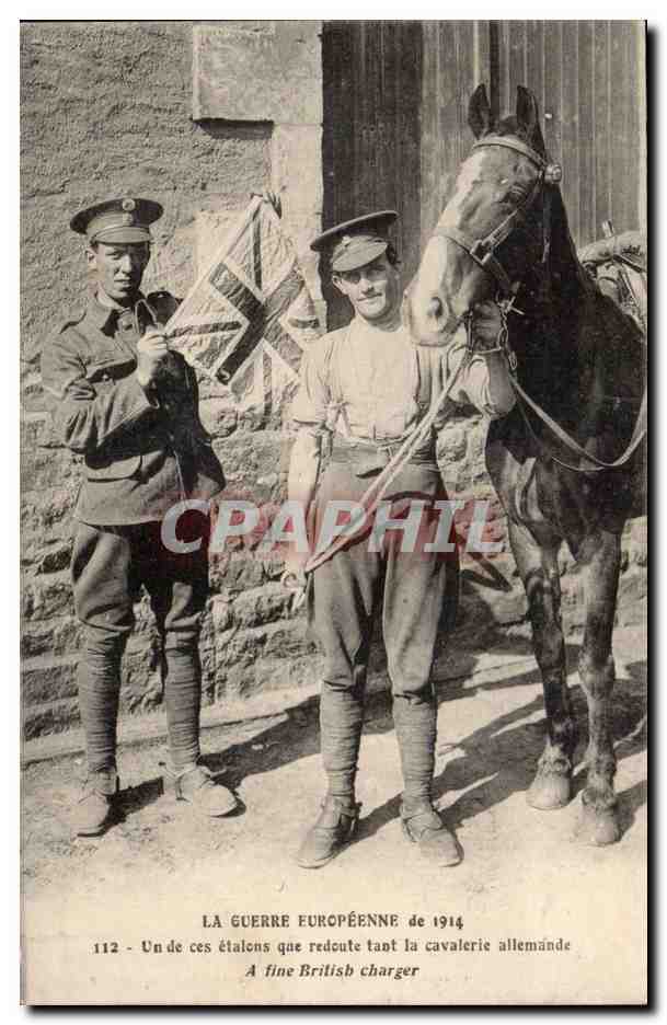 Due soldati britannici con un cavallo - La Guerra Europea del 1914 - n°112