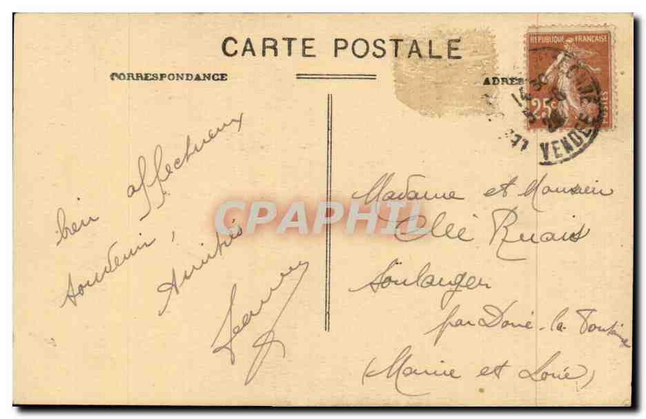 CPA Folklore Costume Les Sables d'Olonne Jeune sablaise — Verso