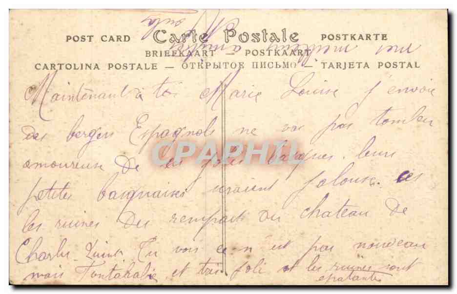CPA Espagne Fuenterrabia Pastor Pirengeto — Rückseite