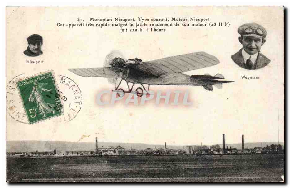 CPA Monoplan Nieuport Moteur Nieuport Weymann