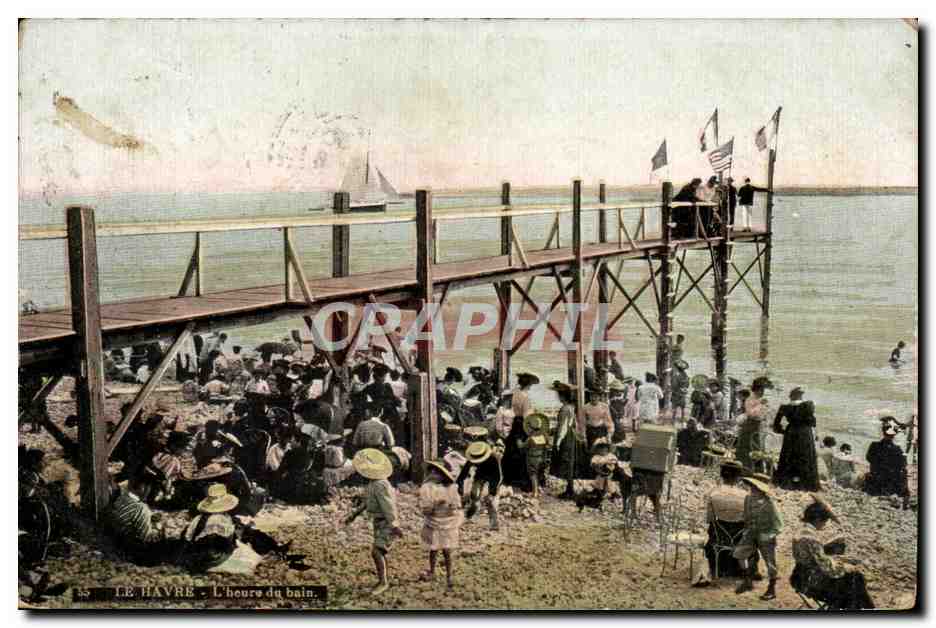 CPA Le Havre L'heure du bain Enfants