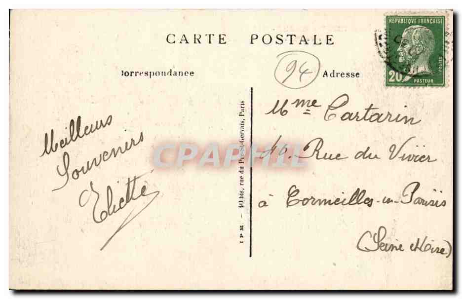 CPA Villeneuve Saint Georges Rue de Paris  — Back