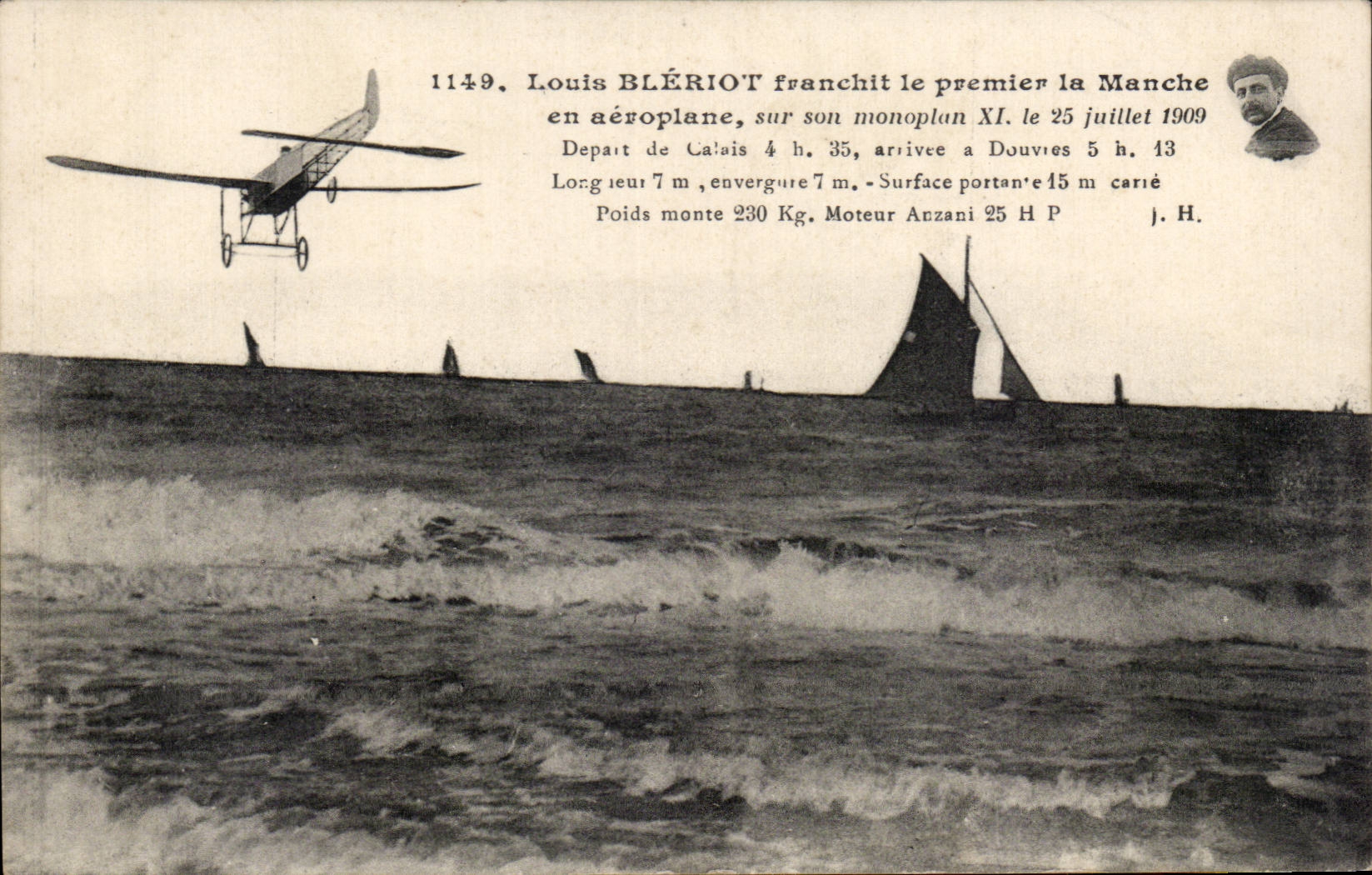 CPA Louis Bleriot franchit le premier la Manche 