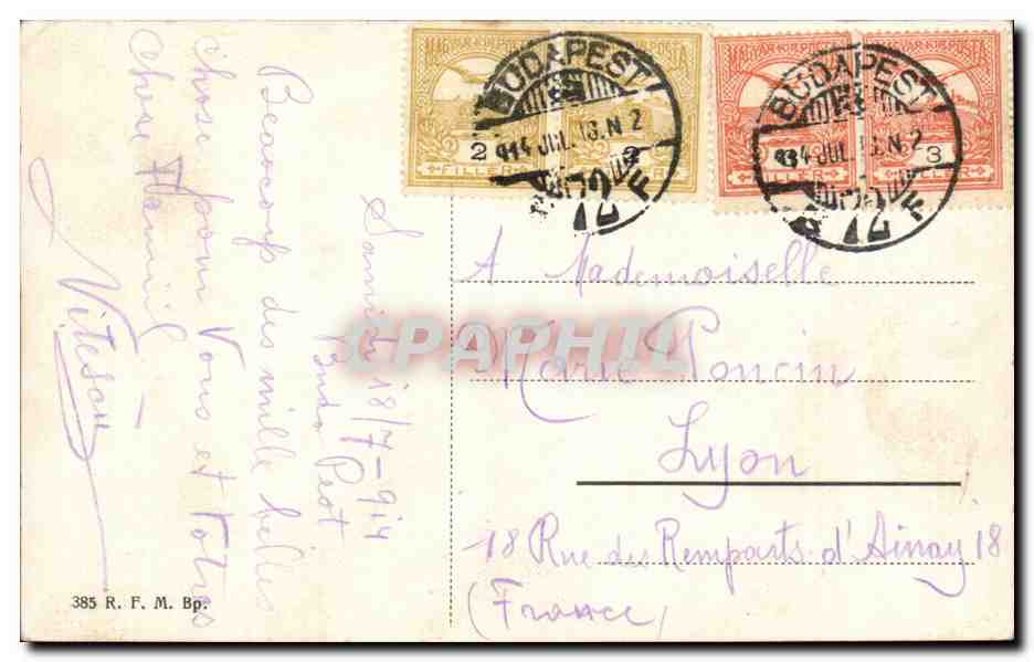 CPA Hongrie Hungary Budapest Konigl Burg Kiralyi Var Bateau  — Verso