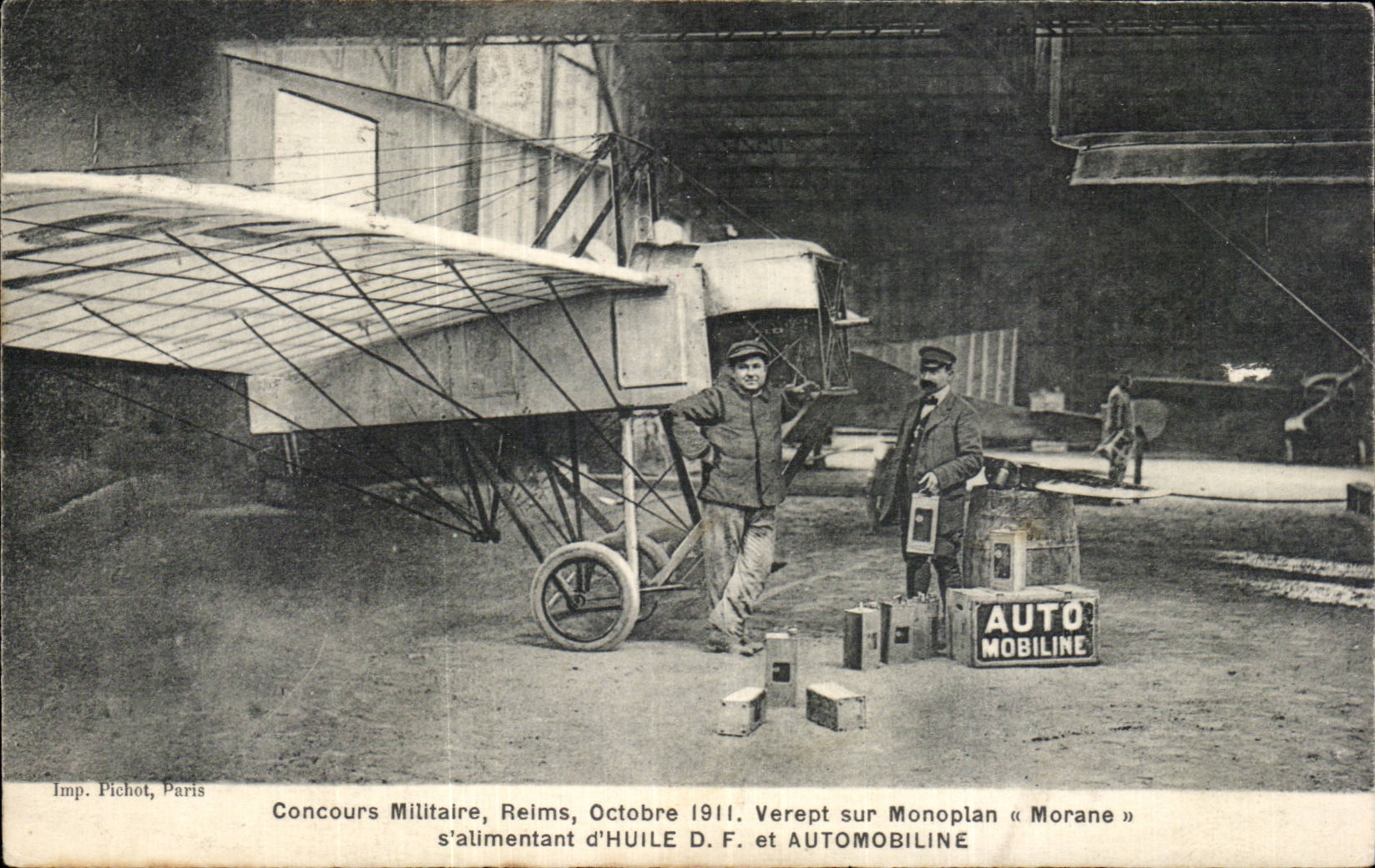 CPA Concours militaire Reims octobre 1911 Verept sur monoplan Morane Automobiline 
