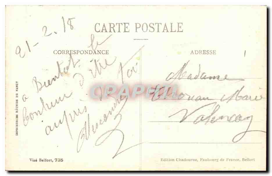 CPA Fantaisie Un baiser d'Alsace — Back
