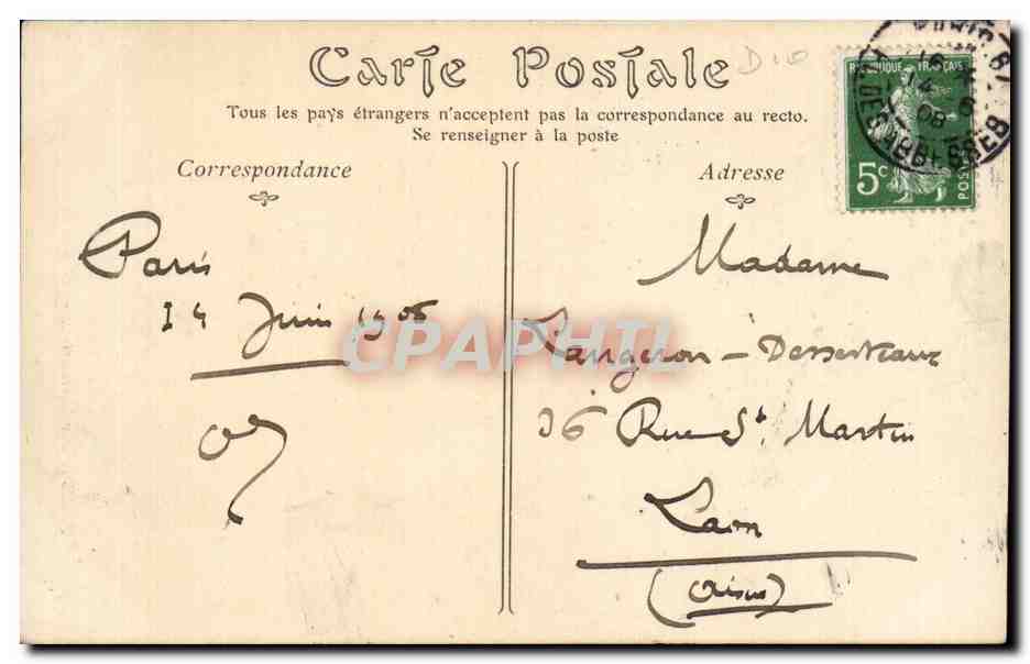 CPA Paris Vieux Montmartre La rue Saint Vincent — Verso