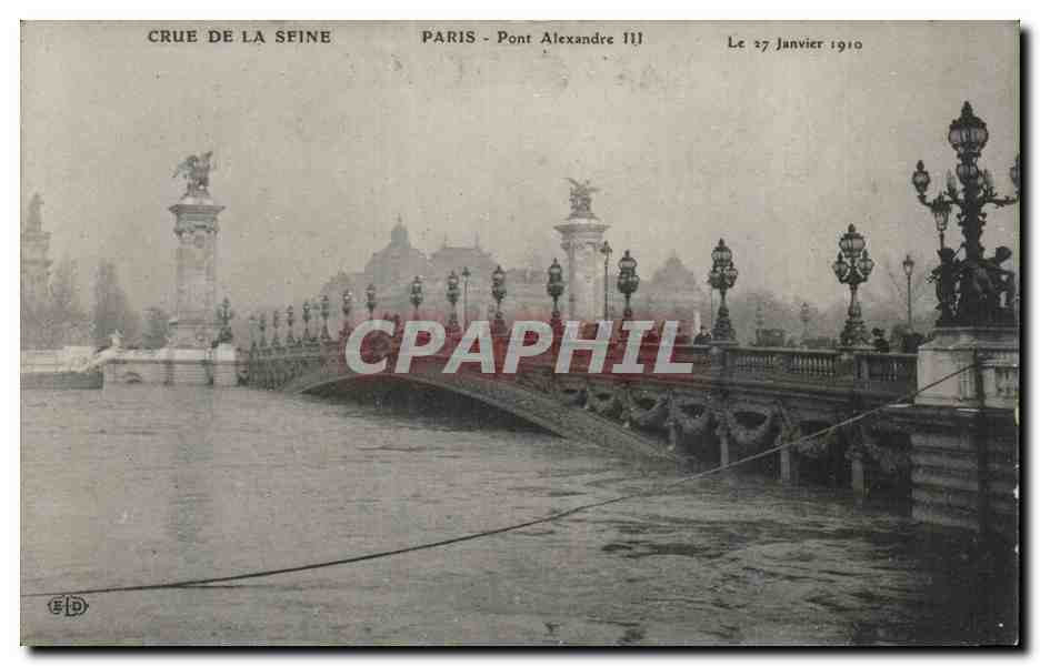 Allagamento del fiume Senna — Parigi - Ponte Alexandre III — Editore E.D. n° 111