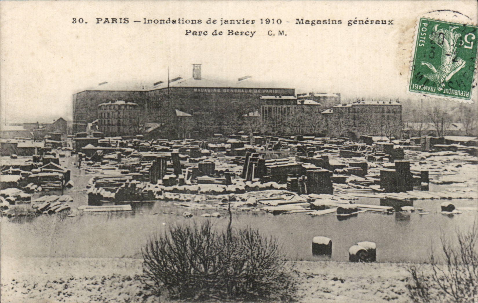 PARIS — Inundaciones de enero de 1910 — Almacenes generales Parc de Bercy C.M.