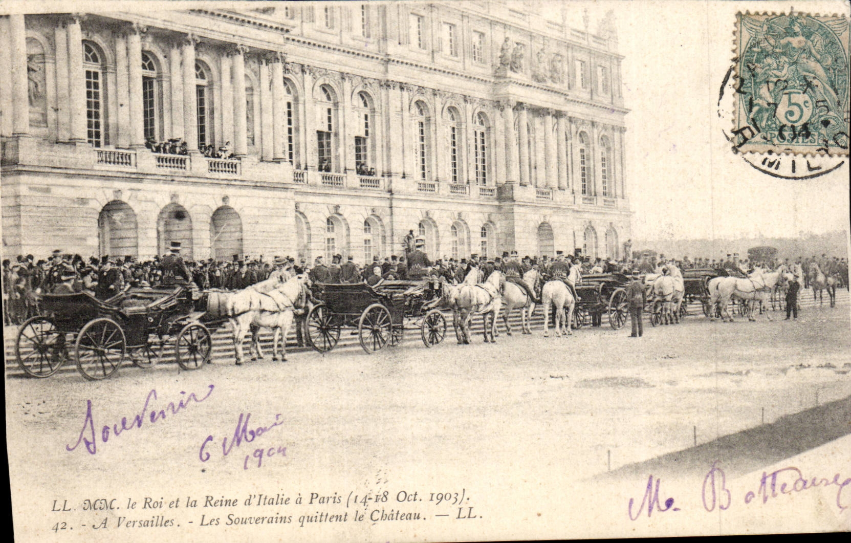 Versailles — Les Souverains quittent le Château — LL. M.C. (n°42)