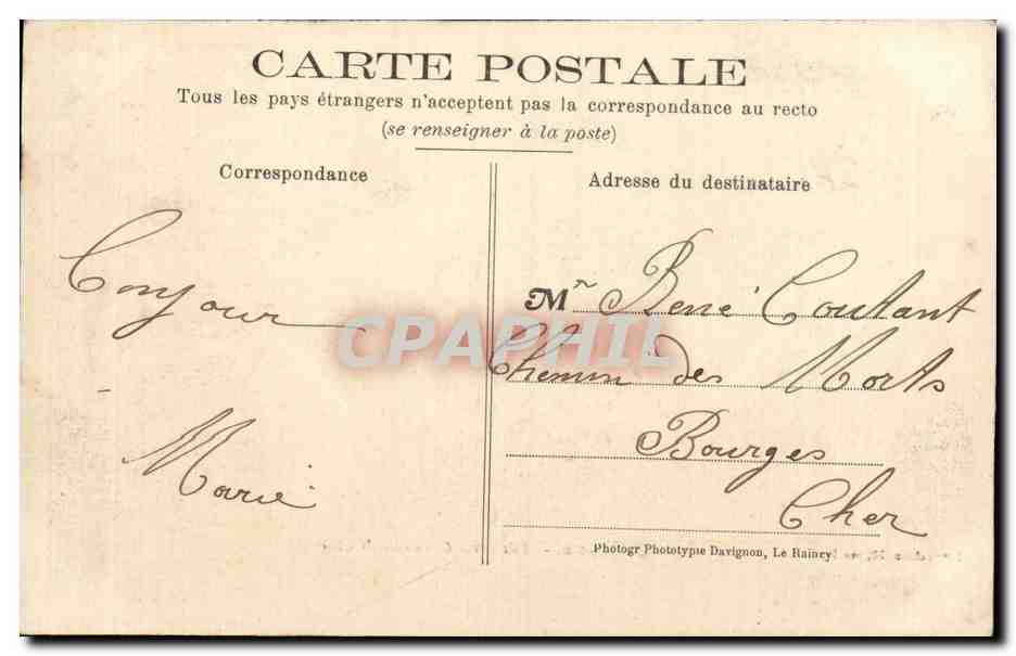CPA Pantin Bords du canal de l'Ourcq — Rückseite