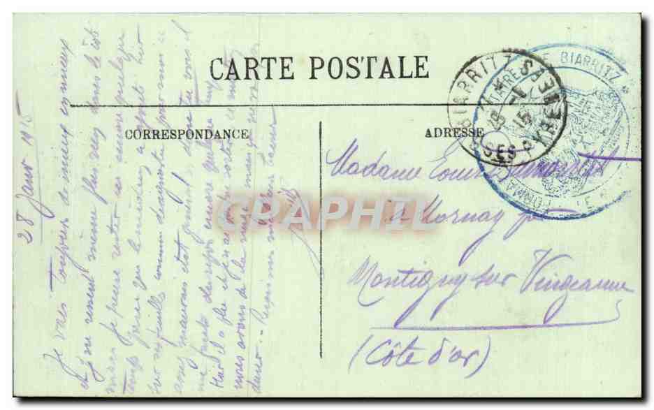CPA Biarritz Place de la liberte et gare du BAB — Verso