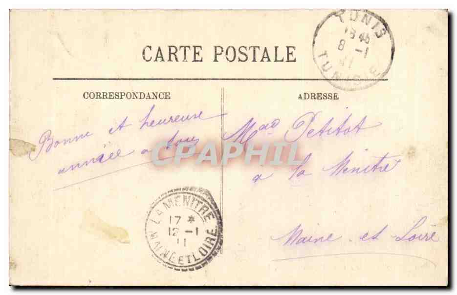 CPA Tunisie Tunis La gare francaise — Verso