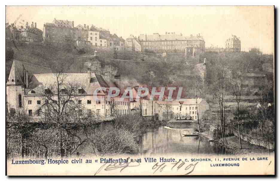 CPA Luxembourg Hospice civil au Pffaffenthal et ville haute 