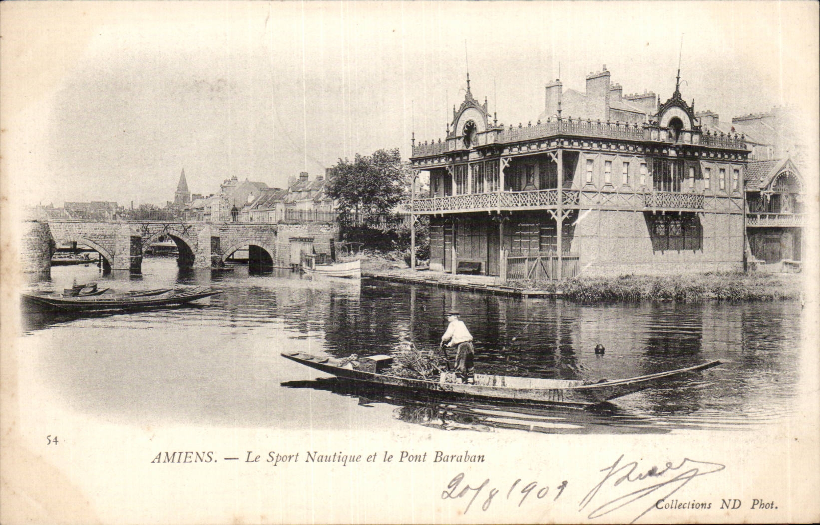 CPA Amiens Le sport nautique et le pont Baraban 