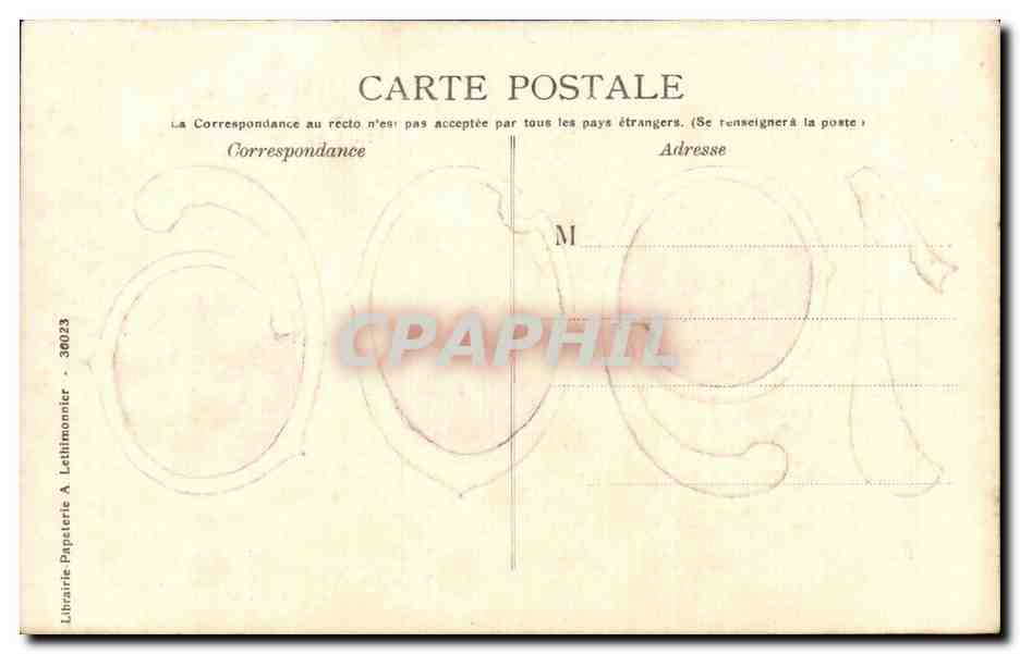 Valognes — Vue de la ville en 1906 — Librairie Papeterie A. Letlimonier — Verso