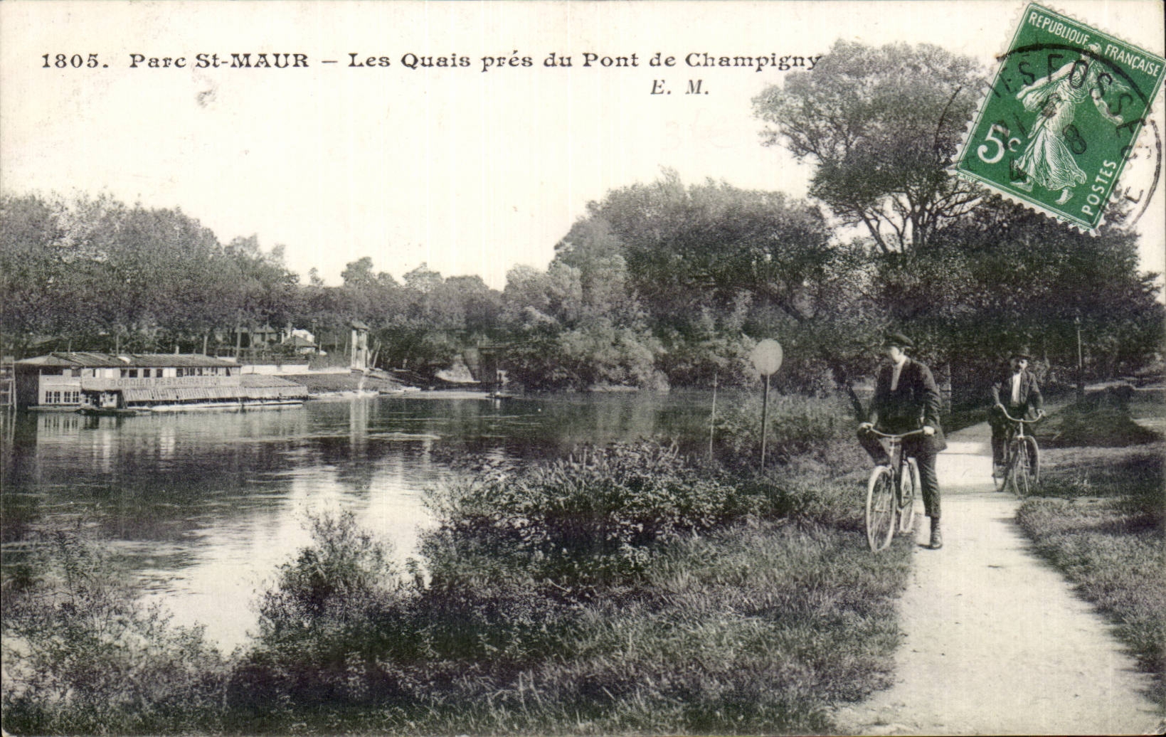 CPA Parc St Maur Les quais pres du pont de Champigny
