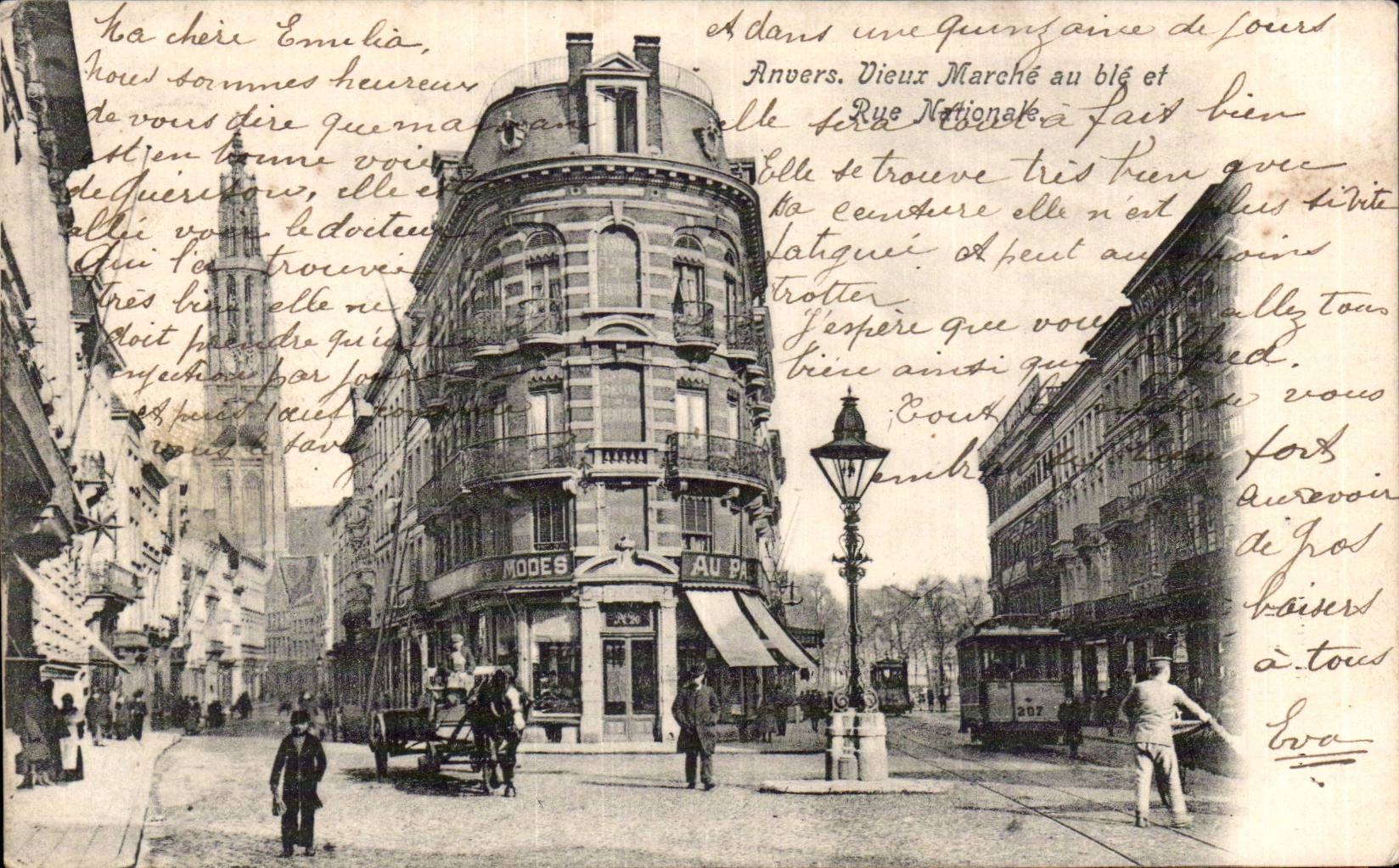 CPA Anvers Vieux marche au ble et Rue nationale