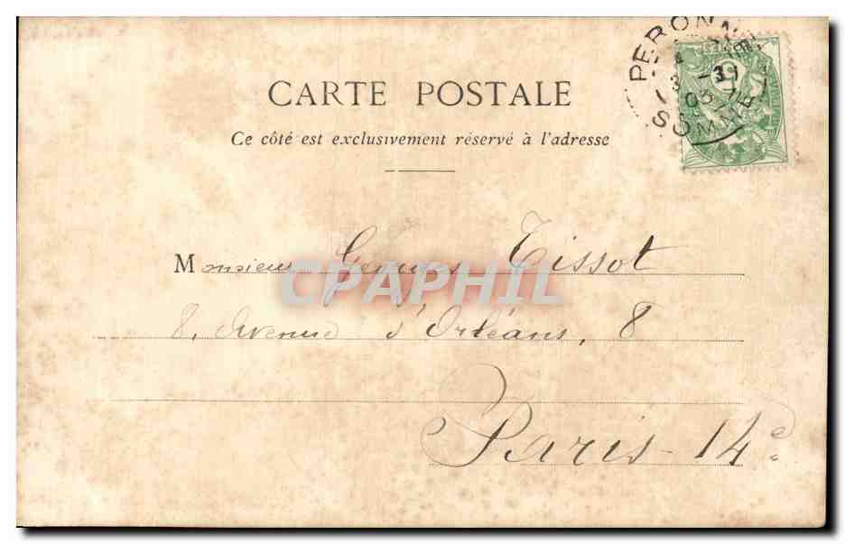 CPA Peronne Hotel de ville — Back