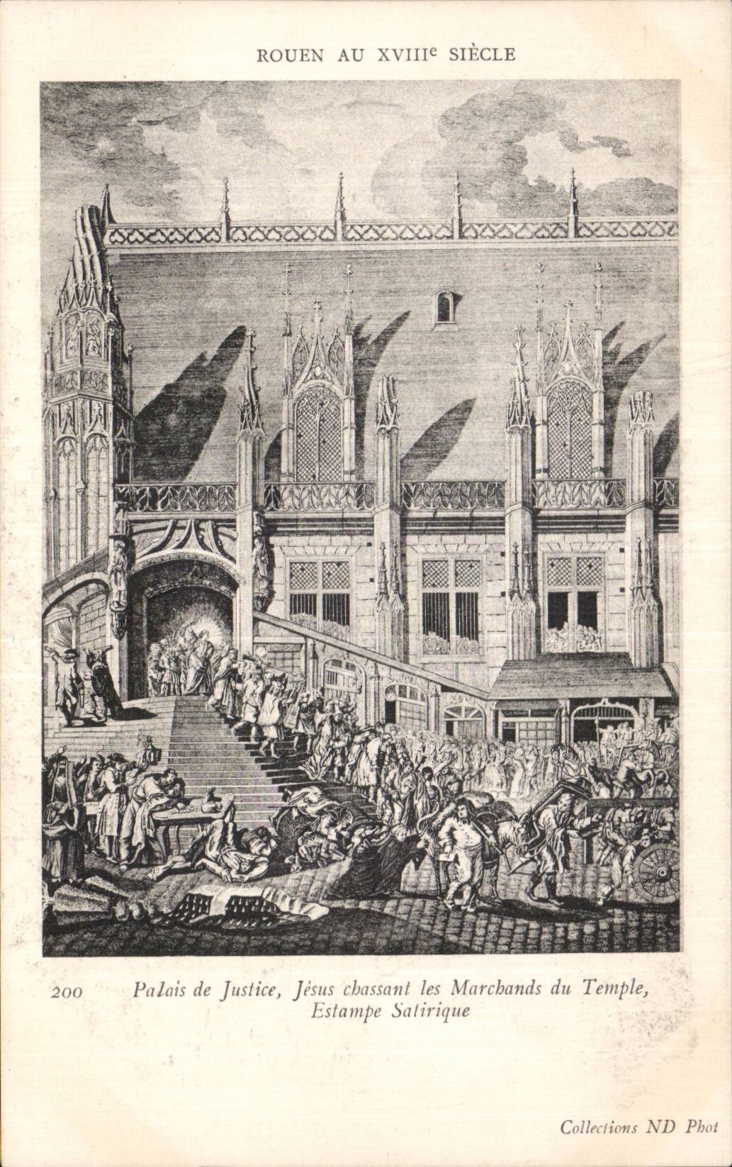 CPA Rouen au 18eme Palais de justice Jesus chassant les marchands du temple Estampe satirique