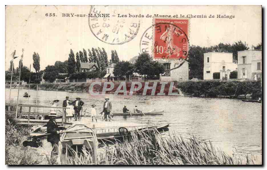 CPA Bry sur Marne Les bords de Marne et le chemin de halage 