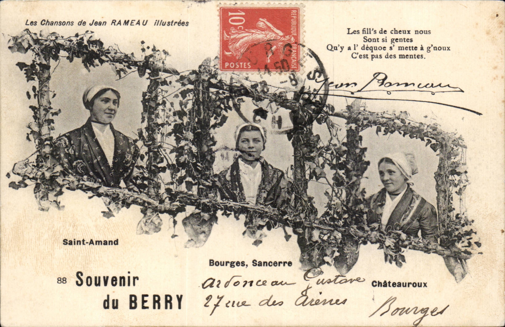 CPA Souvenir du Berry Saint Amand Bourges Chateauroux Chansons de Jean Rameau 