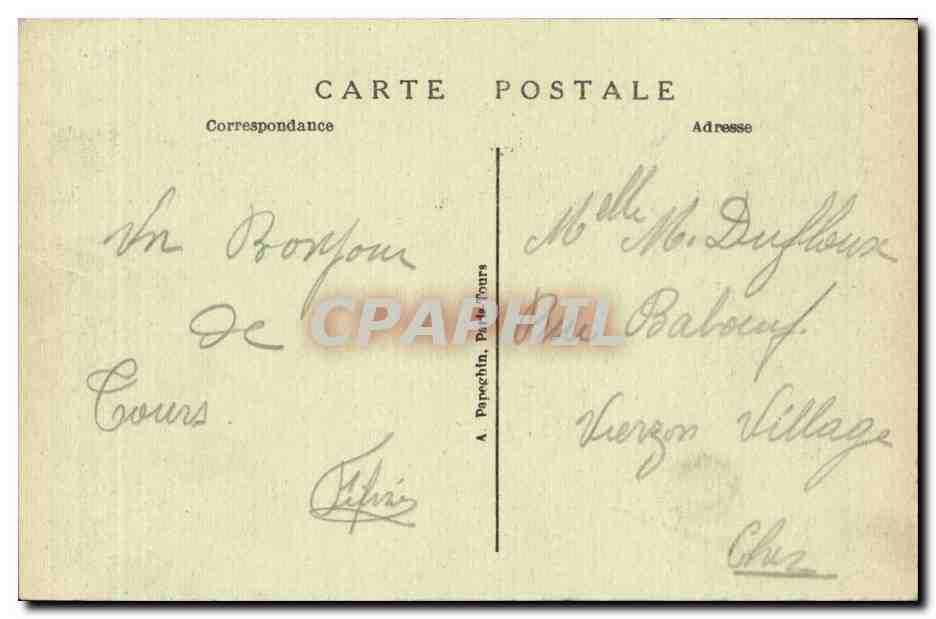 CPA Folklore Costume Souvenir de Tours  — Verso