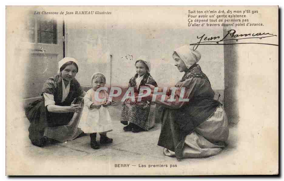 CPA Les chansons de Jean Rameau Berry Premiers pas Folklore Costume