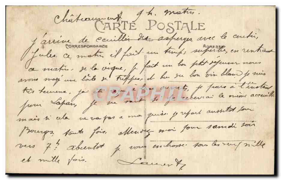 CPA Chansons de Jean Rameau Au lit  — Verso