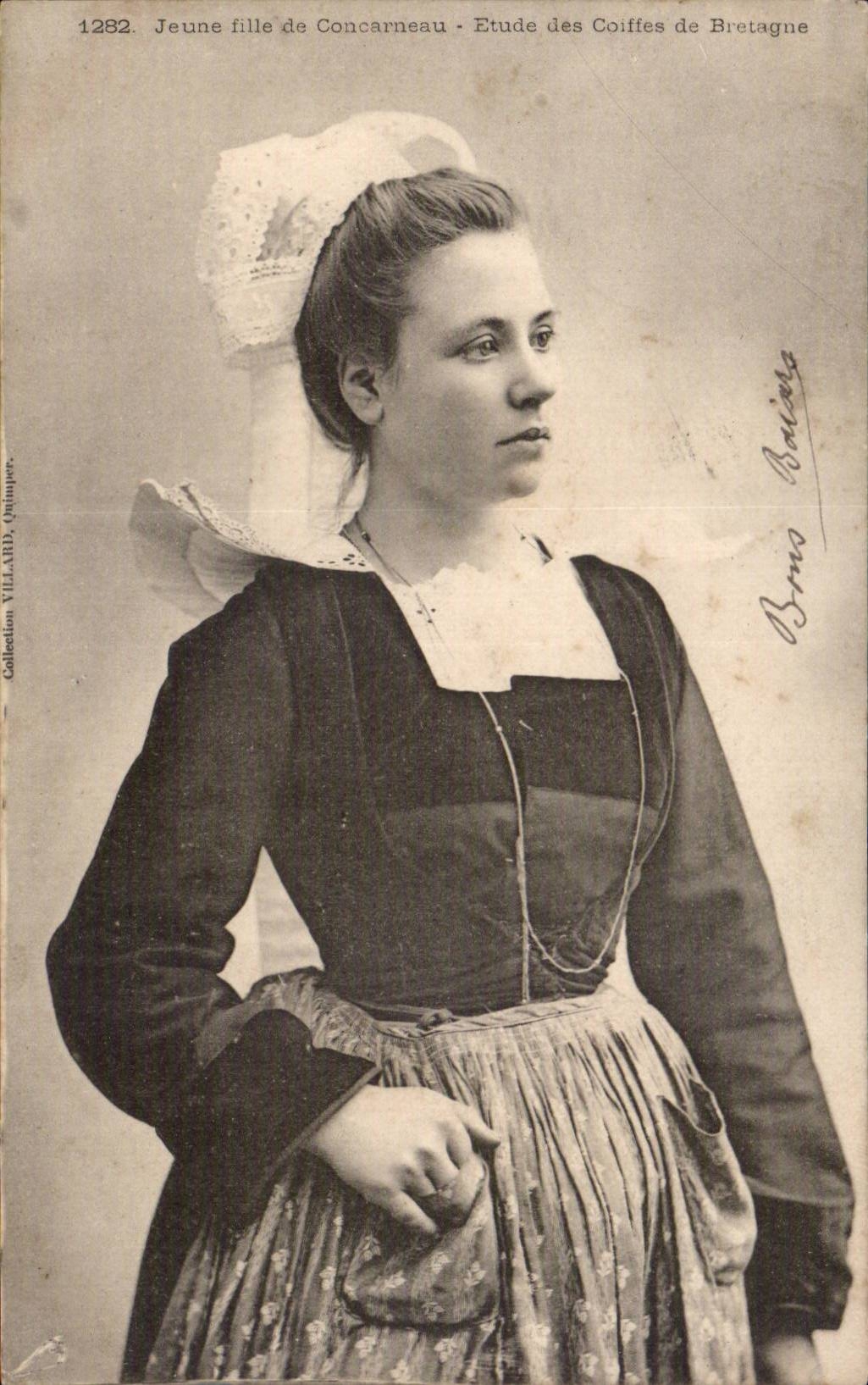 Jeune fille de Concarneau - Étude des Coiffes de Bretagne — Bruno Buisine, Collection VILLABDY, n°1282