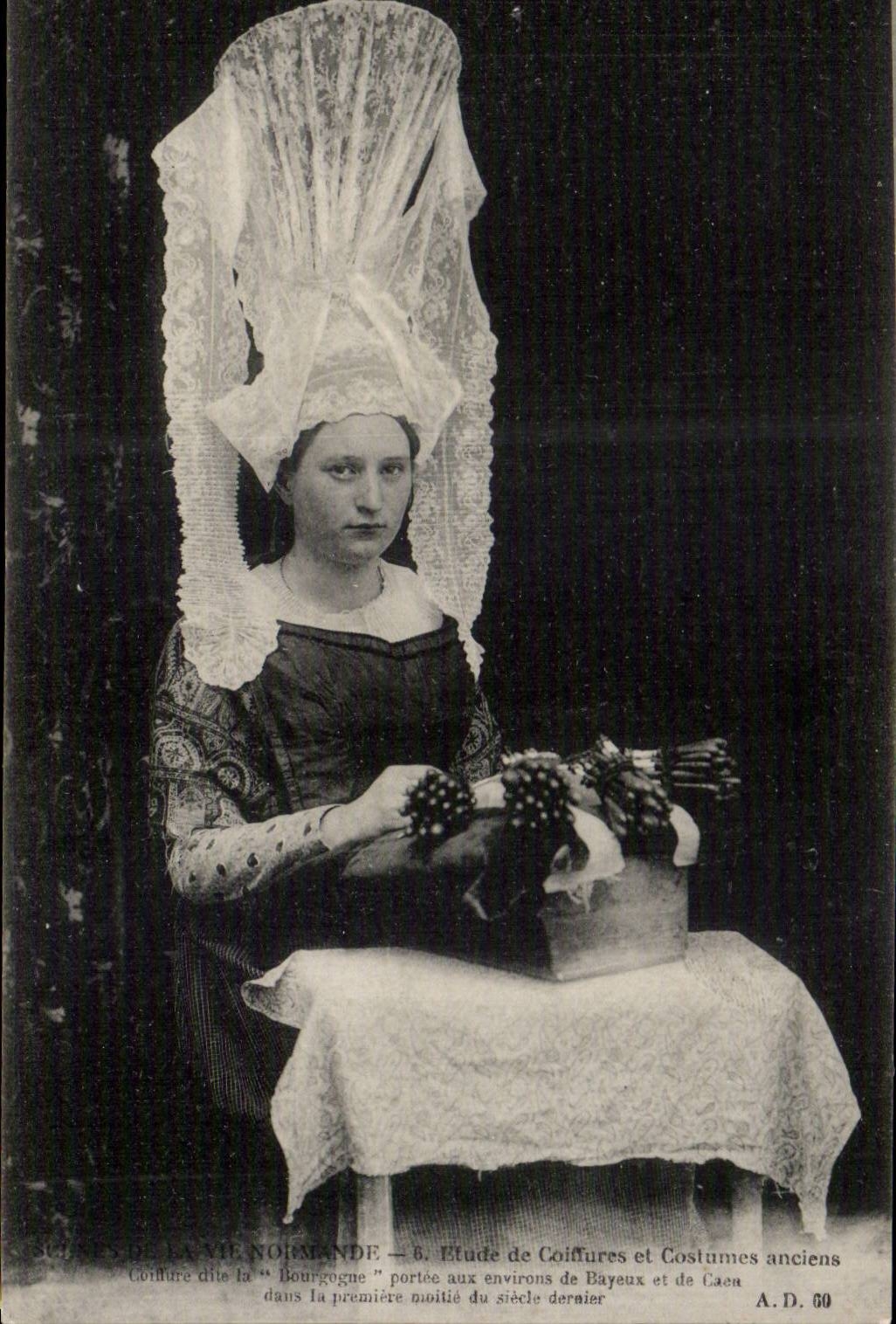 CPA Normandie Etude de coiffures et costumes anciens Folklore