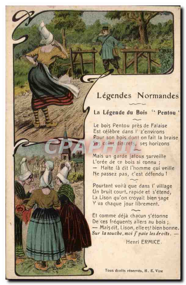 CPA Legendes normandes La legende du bois Pentou Folklore Costume