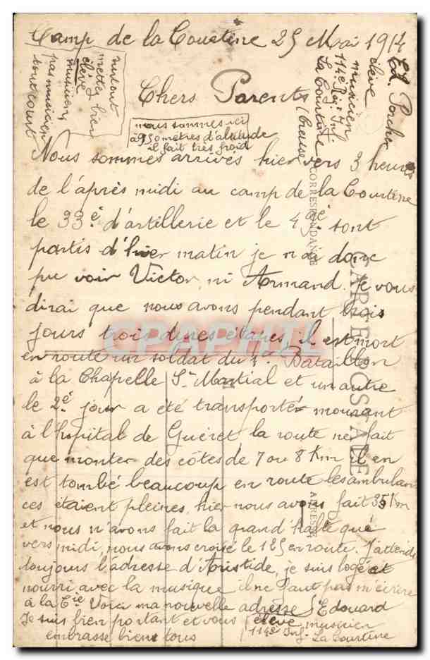 CPA Camp de la Courtine Mess et camp des officiers — Rückseite