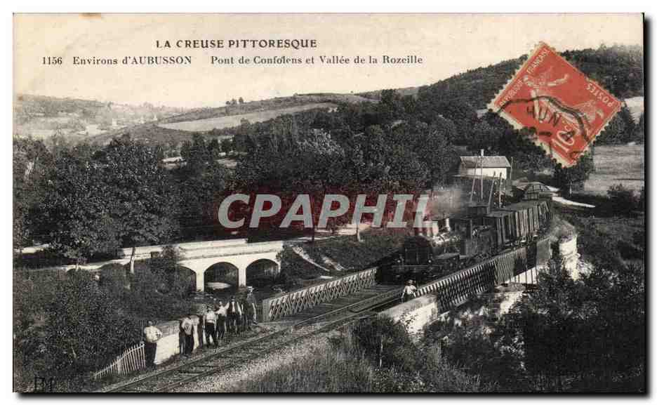 CPA Creuse Environs d'Aubusson Pont de Confolens et vallee de la Rozeille TRain 