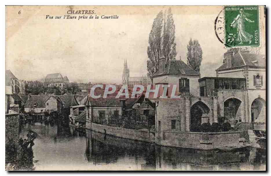 Chartres — Vue sur l'Eure prise de la Courtille — Éditeur non identifié, n°6