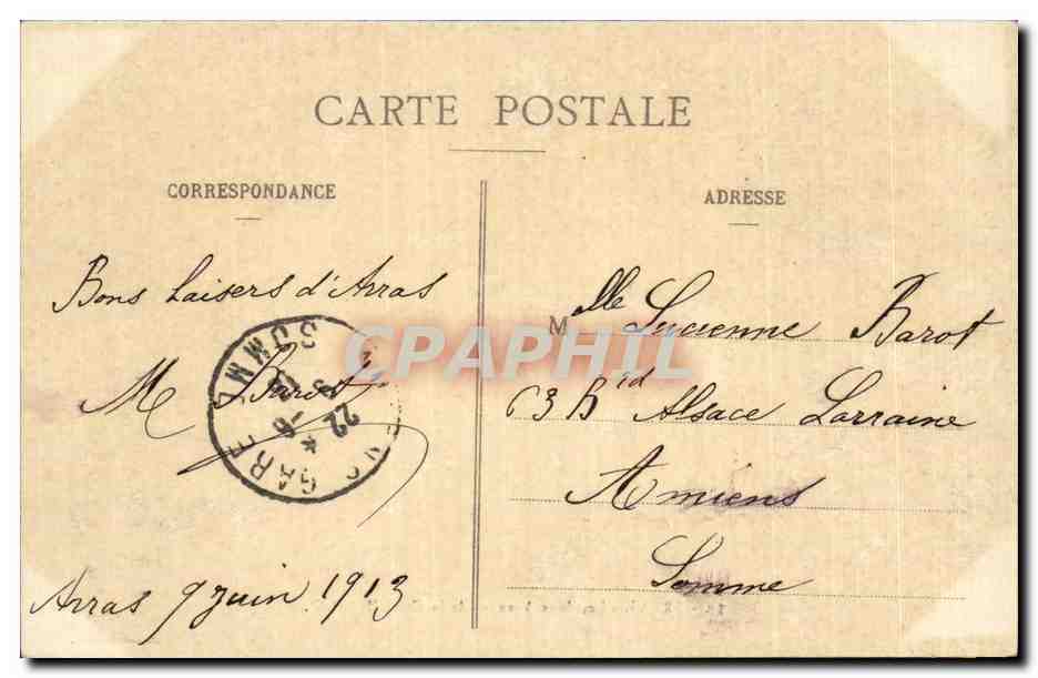 CPA Arras Les deux avenues de la citadelle — Rückseite