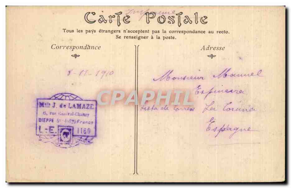 CPA Dieppe Entree du casino — Rückseite