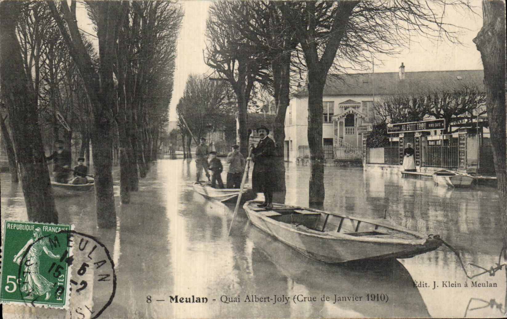 Meulan - Quai Albert-Joly — Crue de Janvier 1910 — Édit. J. Klein à Meulan
